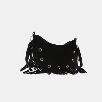 Fringe Detail Crossbody Bag Black One Size