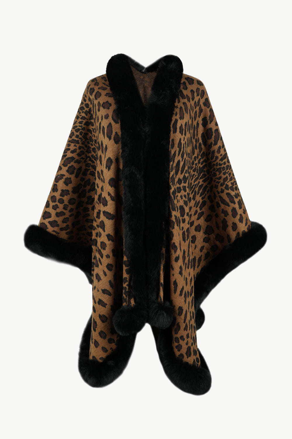 Leopard Open Front Poncho Terracotta One Size