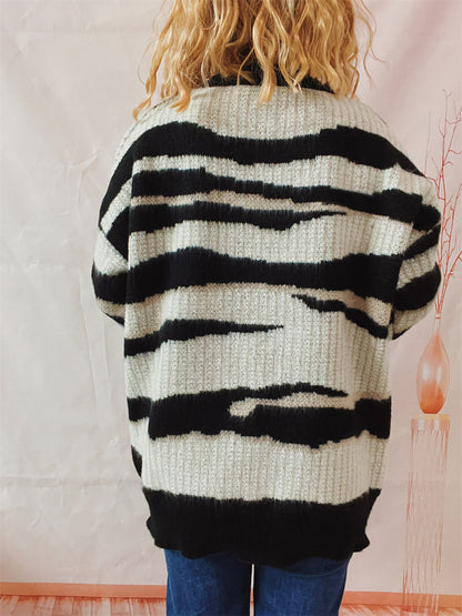 Color Block Round Neck Sweater