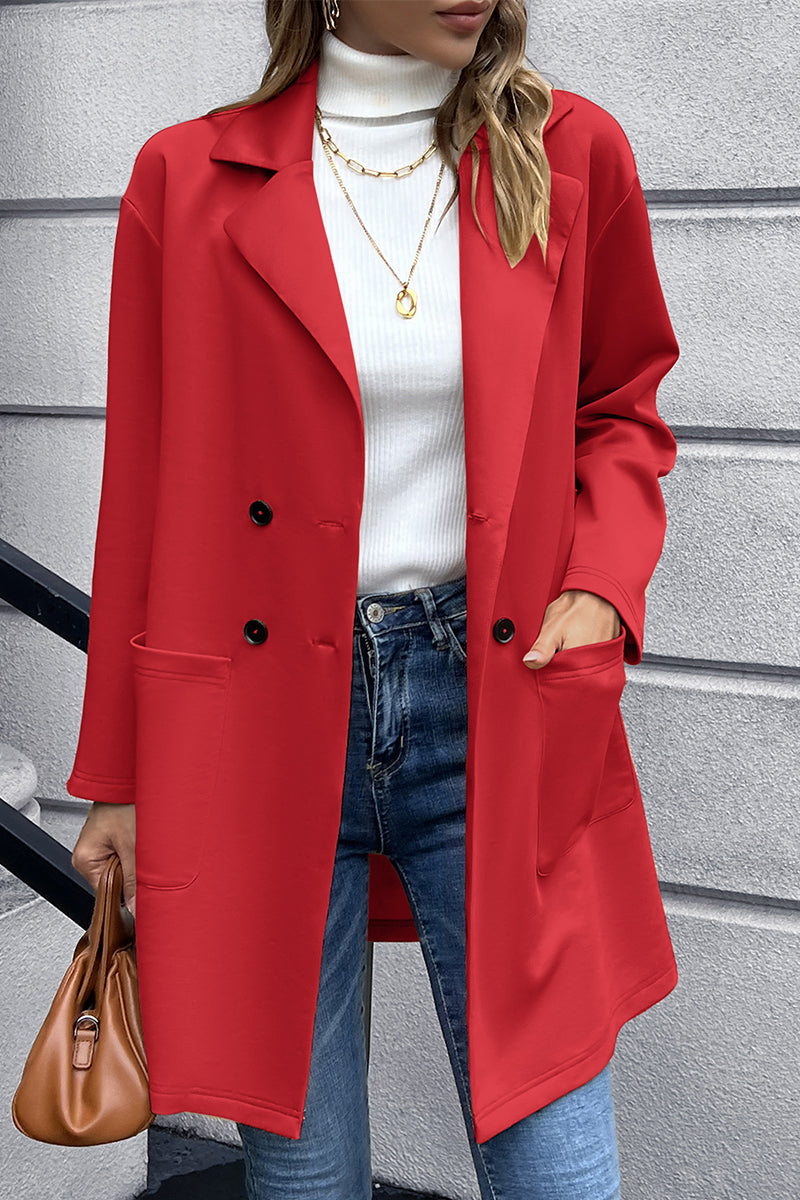 Lapel Collar Long Sleeve Blazer - Thandynie