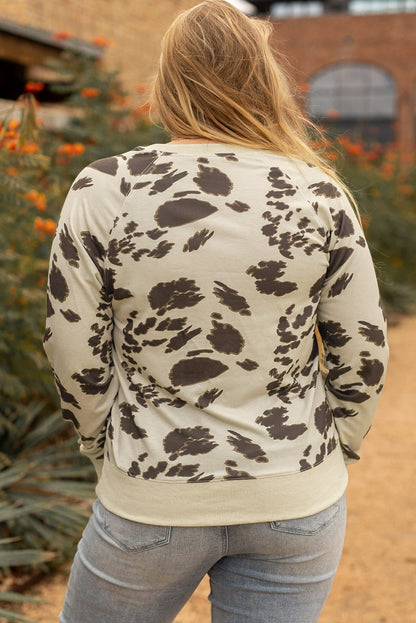 Plus Size Animal Print Crew Neck Pullover Sweatshirt