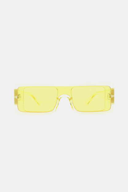 Polycarbonate Frame Rectangle Sunglasses Neon Yellow One Size