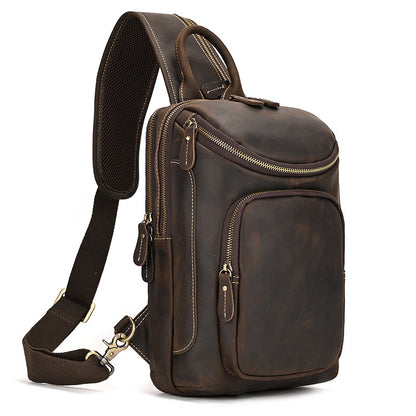 Men's Retro Crazy Horse Skin Shoulder Bag