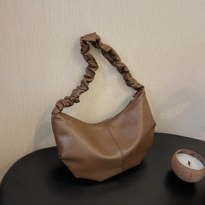 PU Leather Shoulder Bag Brown One Size