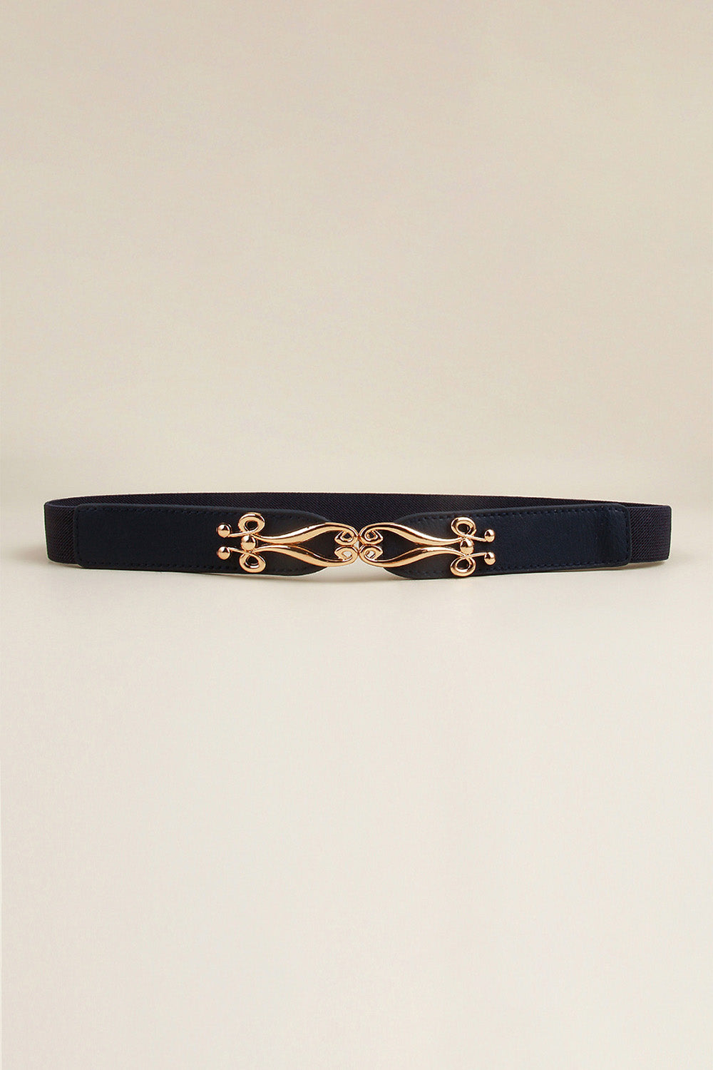 Alloy Buckle Elastic Belt Dark Blue One Size