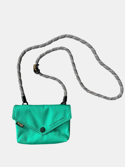 Himawari Solid Color Envelope Shape Crossbody Bag with Removable Strap Green One Size