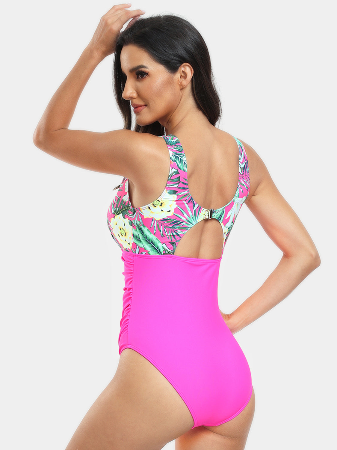 Cutout Printed Round Neck One-Piece Swimwear