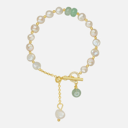 Pearl Green Stone Link Bracelet Pearl-Green Stone One Size