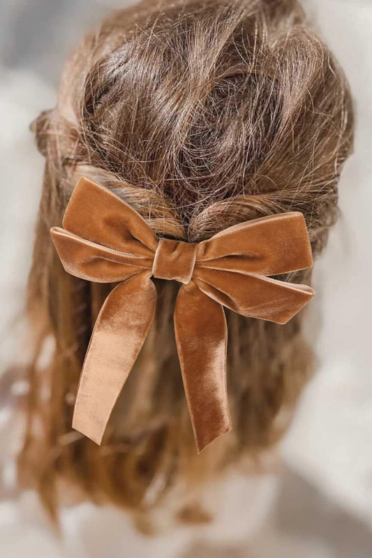 Brown Velvet Bowknot Frenchy Girl Fashion Hair Clip Brown ONE SIZE Terylene