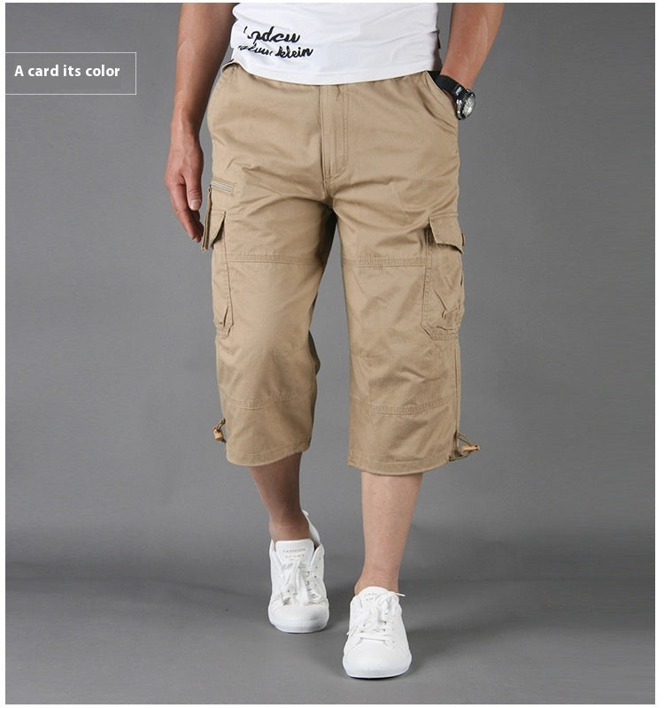 Men's Loose Thin Multi-pocket Outdoor Sports And Casual Shorts Khaki