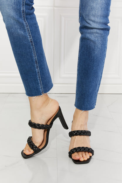 MMShoes In Love Double Braided Block Heel Sandal in Black Black