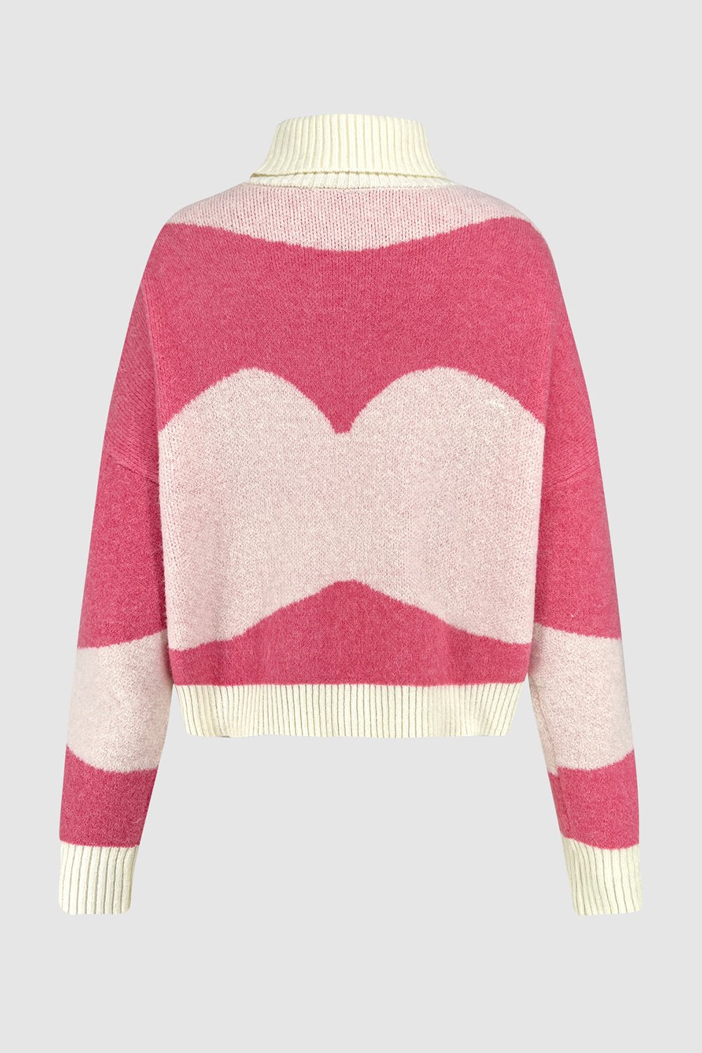 Color Block Turtleneck Dropped Shoulder Sweater