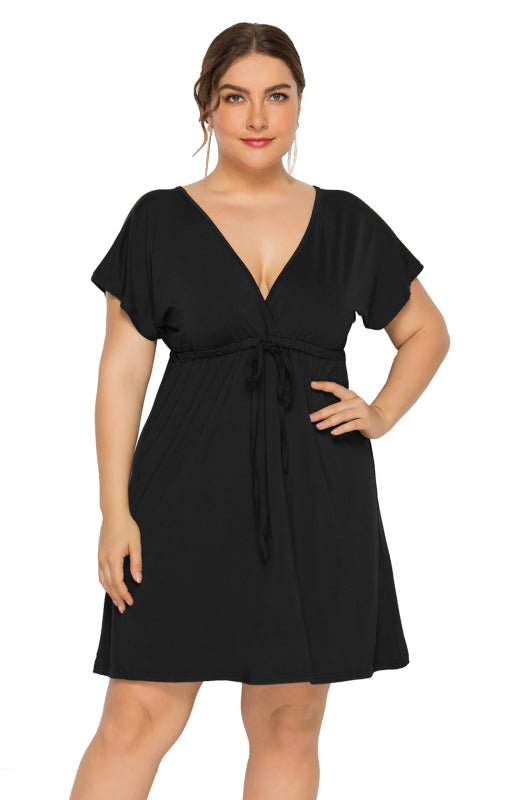 Comfortable High Elasticity Solid Leisure Maternity Dress for Spring-Summer Black