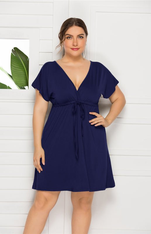 Comfortable High Elasticity Solid Leisure Maternity Dress for Spring-Summer Purplish blue navy