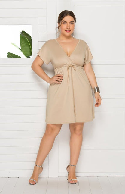 Comfortable High Elasticity Solid Leisure Maternity Dress for Spring-Summer Khaki