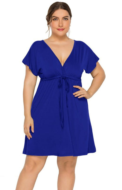 Comfortable High Elasticity Solid Leisure Maternity Dress for Spring-Summer Royal blue