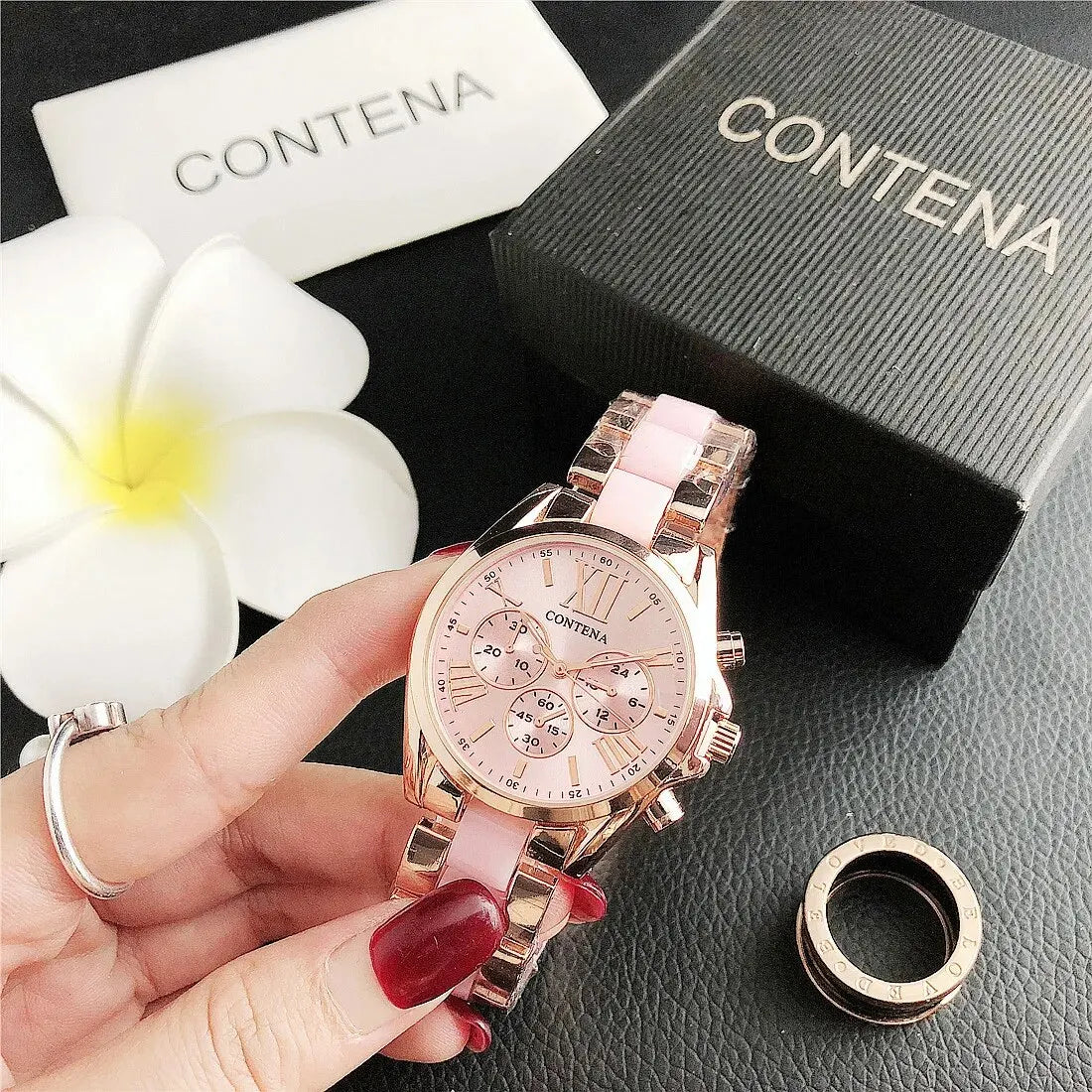 CONTENA 2023 Top Brand Luxury Women's Watches | Fashion Creative Steel Bracelet Ladies Quartz Watch