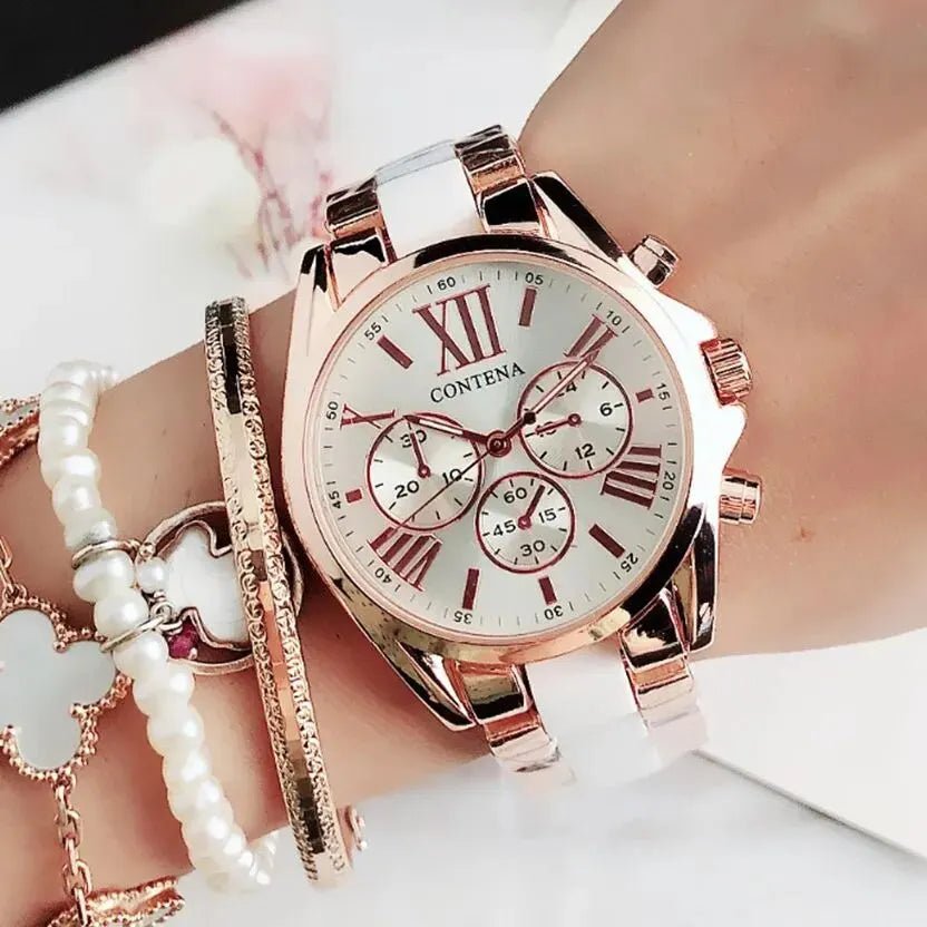 CONTENA 2023 Top Brand Luxury Women's Watches | Fashion Creative Steel Bracelet Ladies Quartz Watch