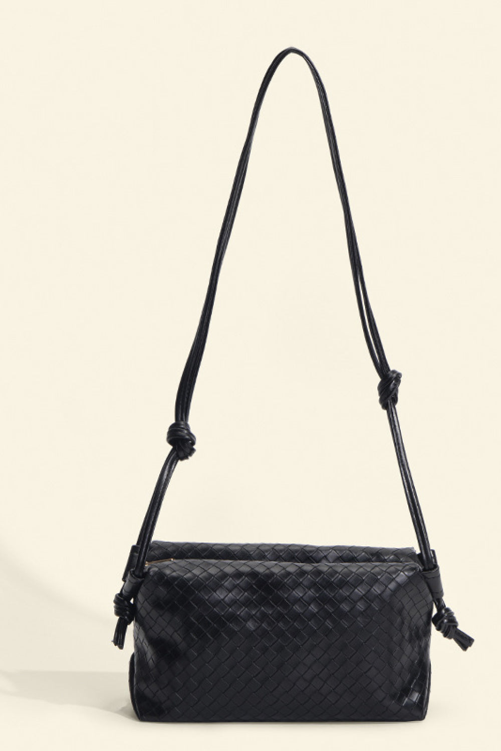 PU Leather Knot Detail Shoulder Bag Black One Size