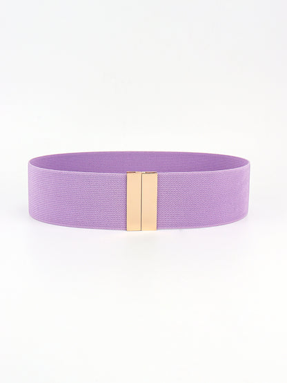 Alloy Buckle Elastic Belt Lavender One Size