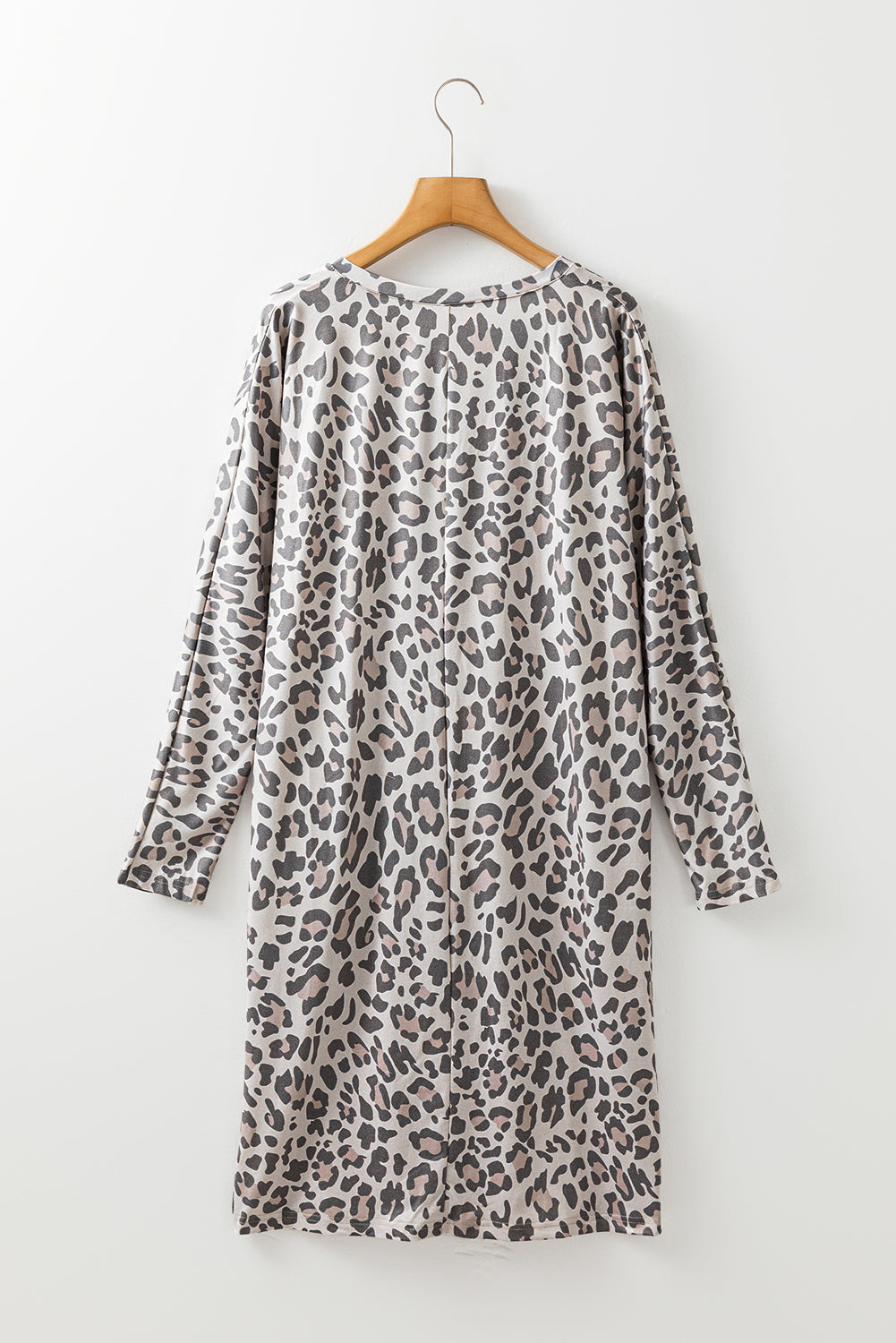 Leopard V-Neck Long Sleeve Dress