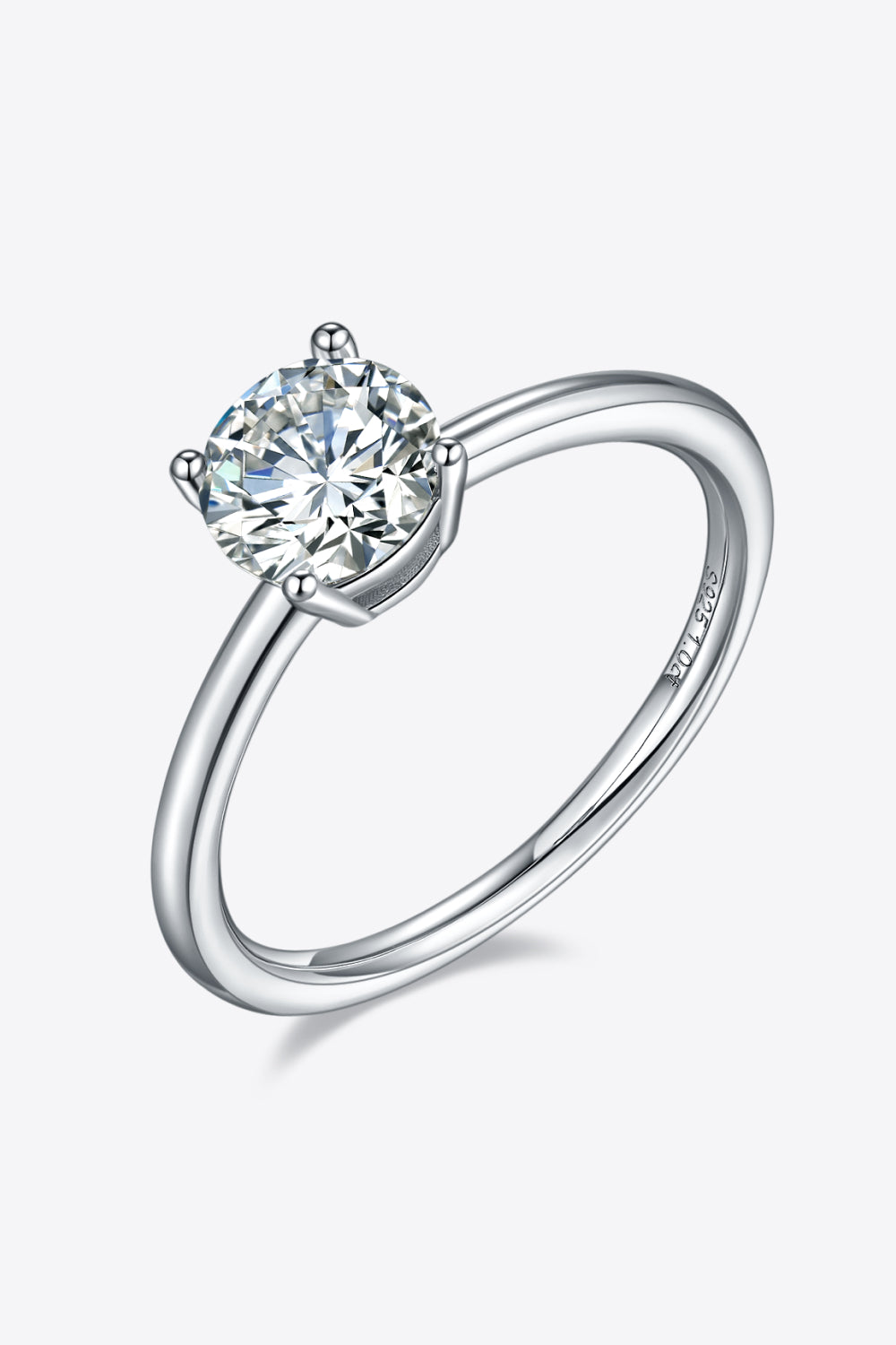 1 Carat Moissanite 925 Sterling Silver Solitaire Ring Round