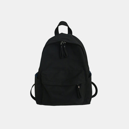 Zip Cotton Backpack Bag Black One Size