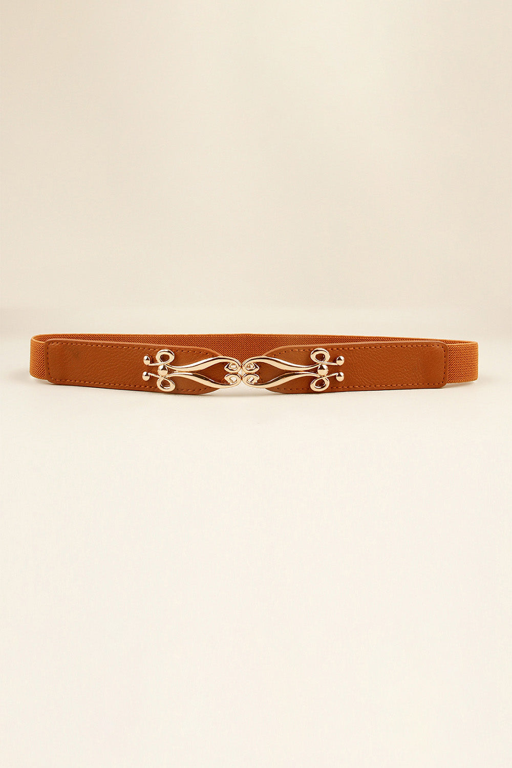 Alloy Buckle Elastic Belt Caramel One Size