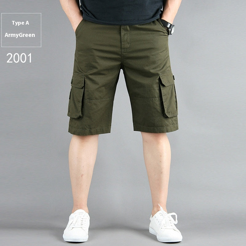 Summer Multi-pocket Workwear Shorts For Men 2001 Army Green