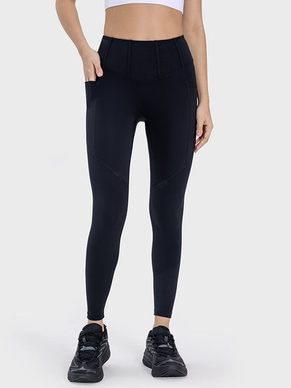 Pocketed High Waist Active Leggings Black