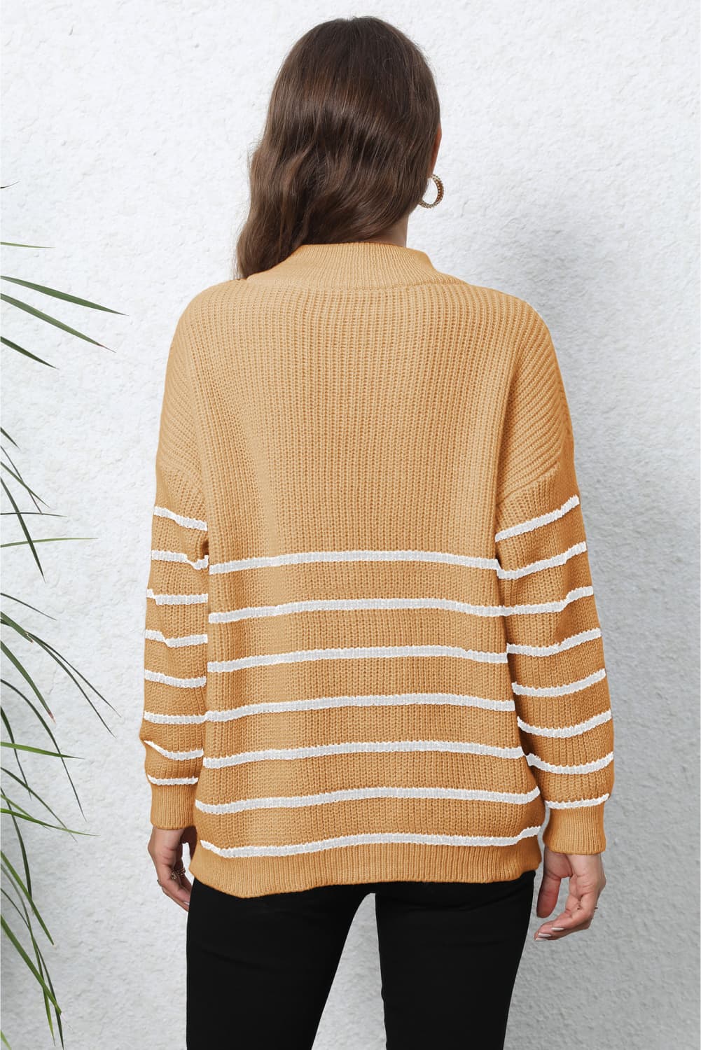 Mock Neck Long Sleeve Zip-Up Sweater