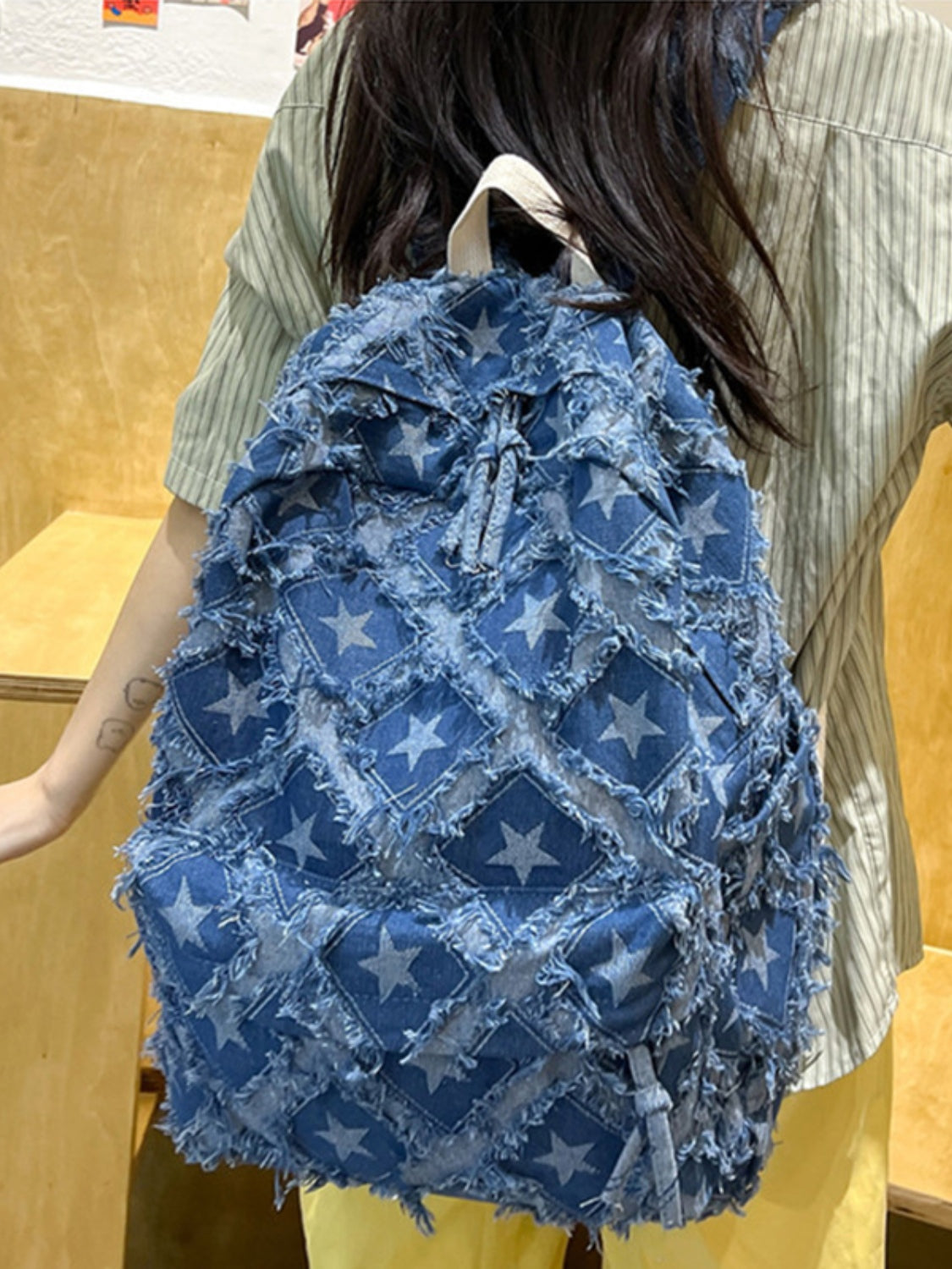 Star Denim Backpack Bag