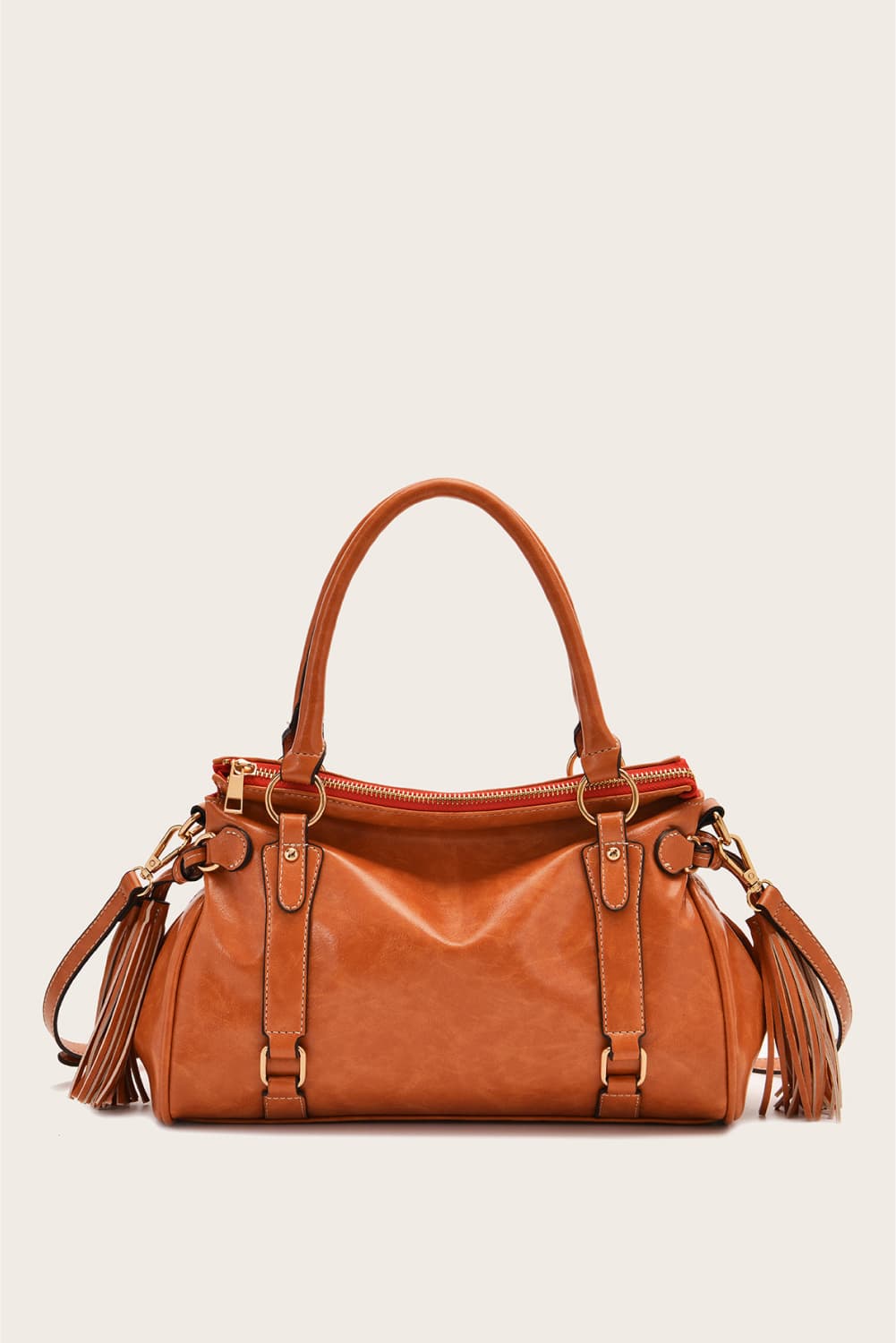 PU Leather Handbag Caramel One Size