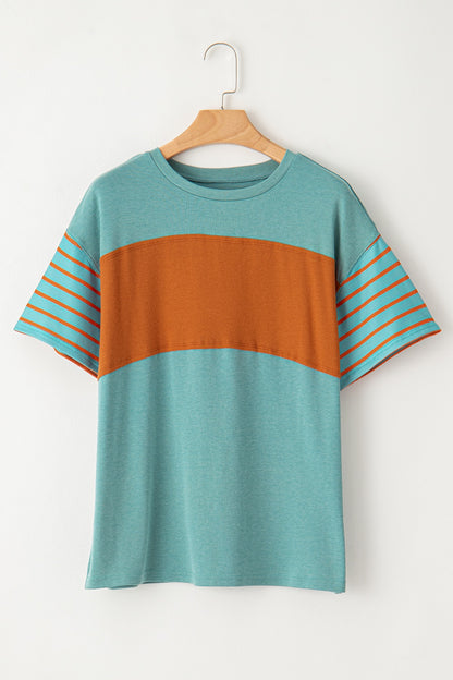 Striped Round Neck Short Sleeve T-Shirt