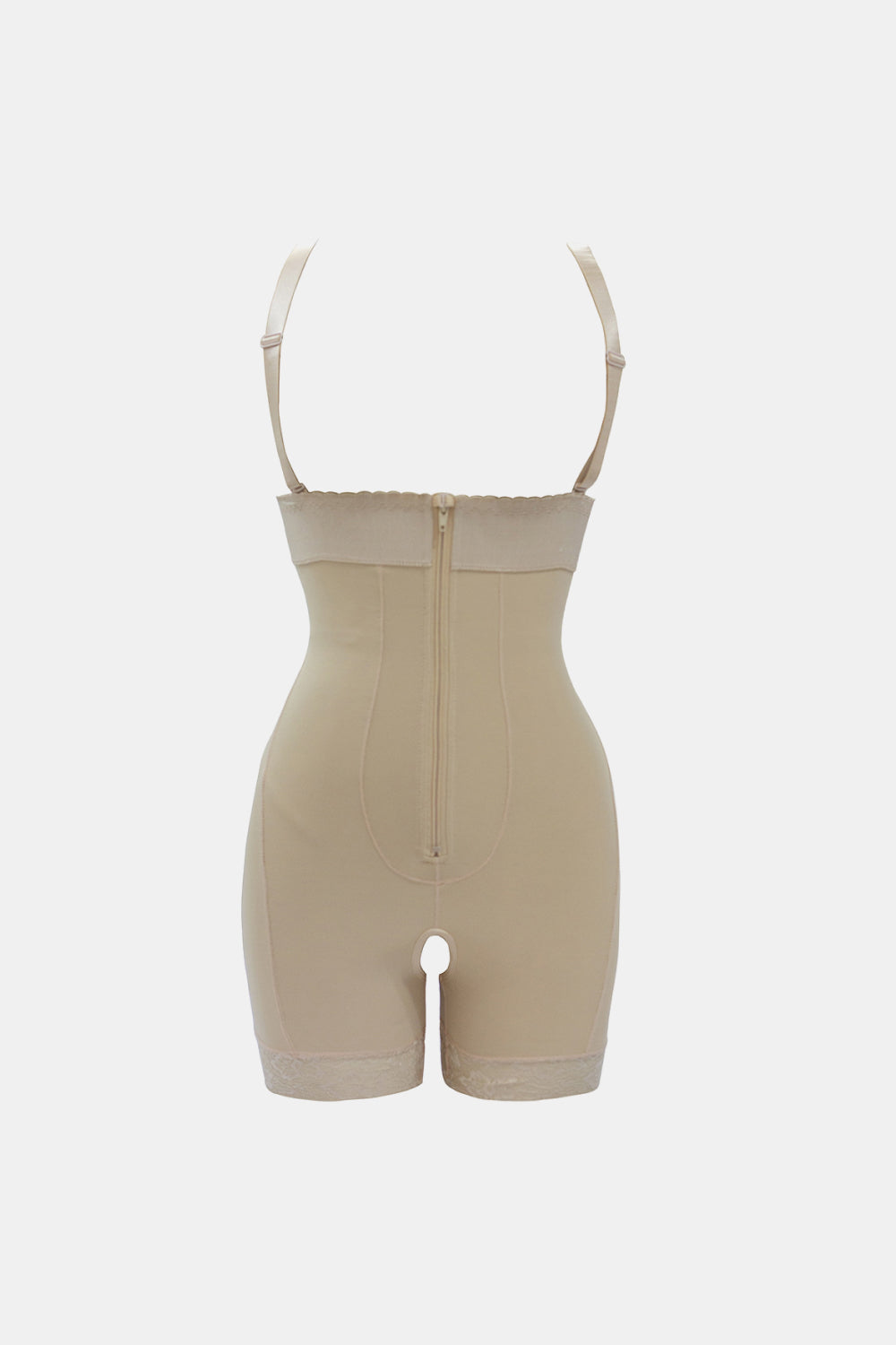 Full Size Zip Up Under-Bust Shaping Bodysuit Tan