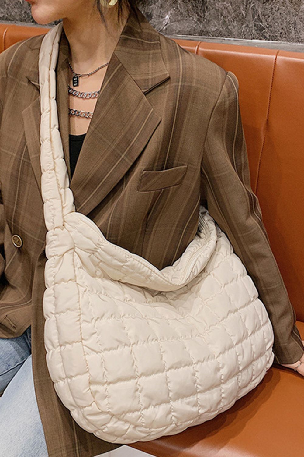 Large Quilted Shoulder Bag - Thandynie