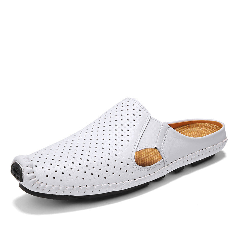 Breathable Stylish Semi-slippers Men's Hollow White