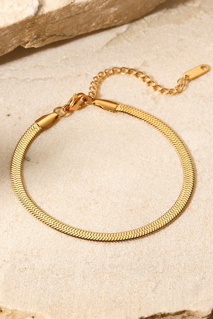 Herringbone Chain Stainless Steel Bracelet Gold One Size