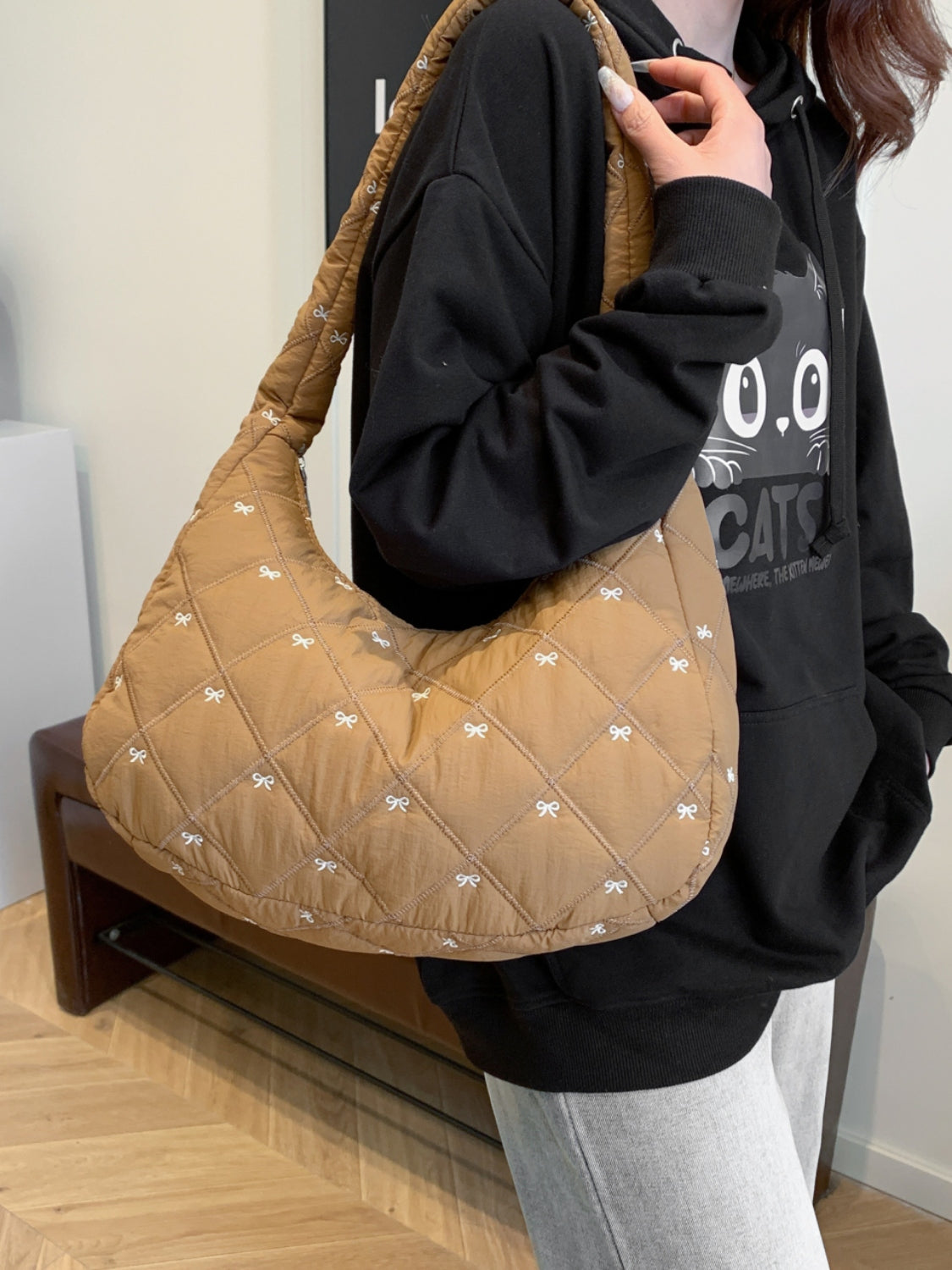 Bow Polyester Shoulder Bag