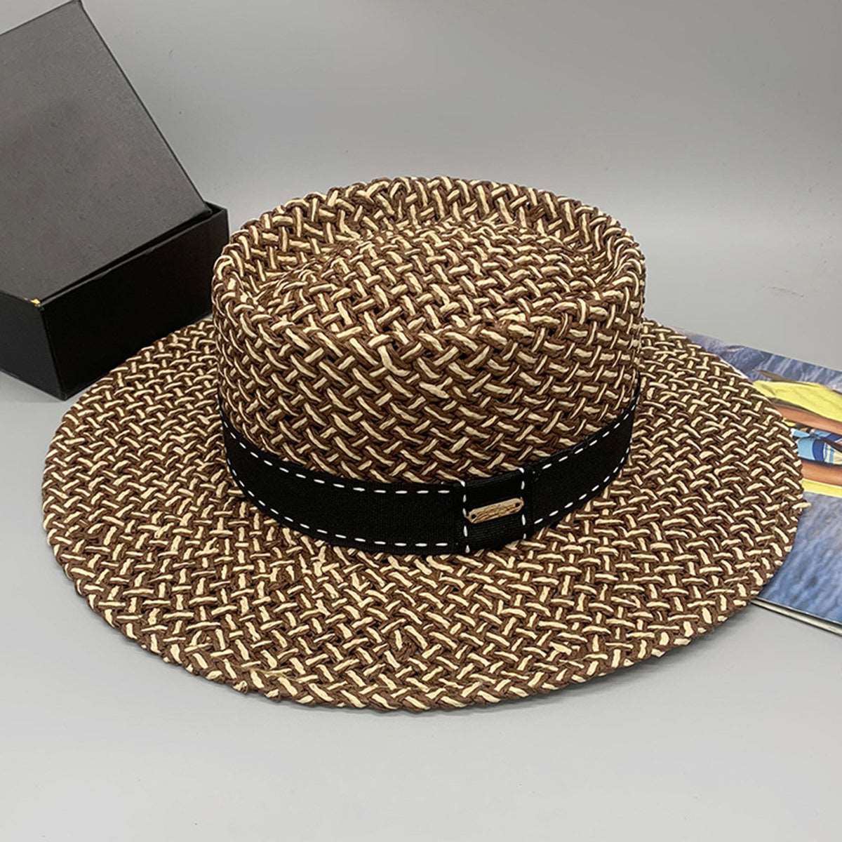 Adjustable Paper Braided Hat Camel One Size