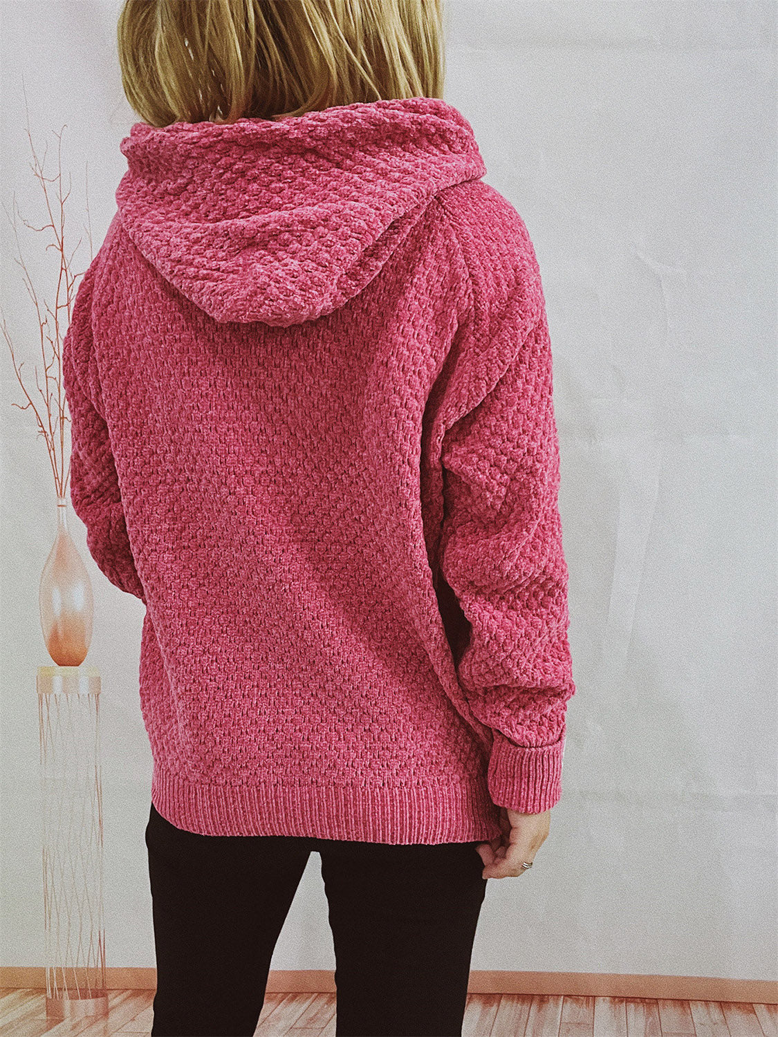 Drawstring Long Sleeve Hooded Sweater