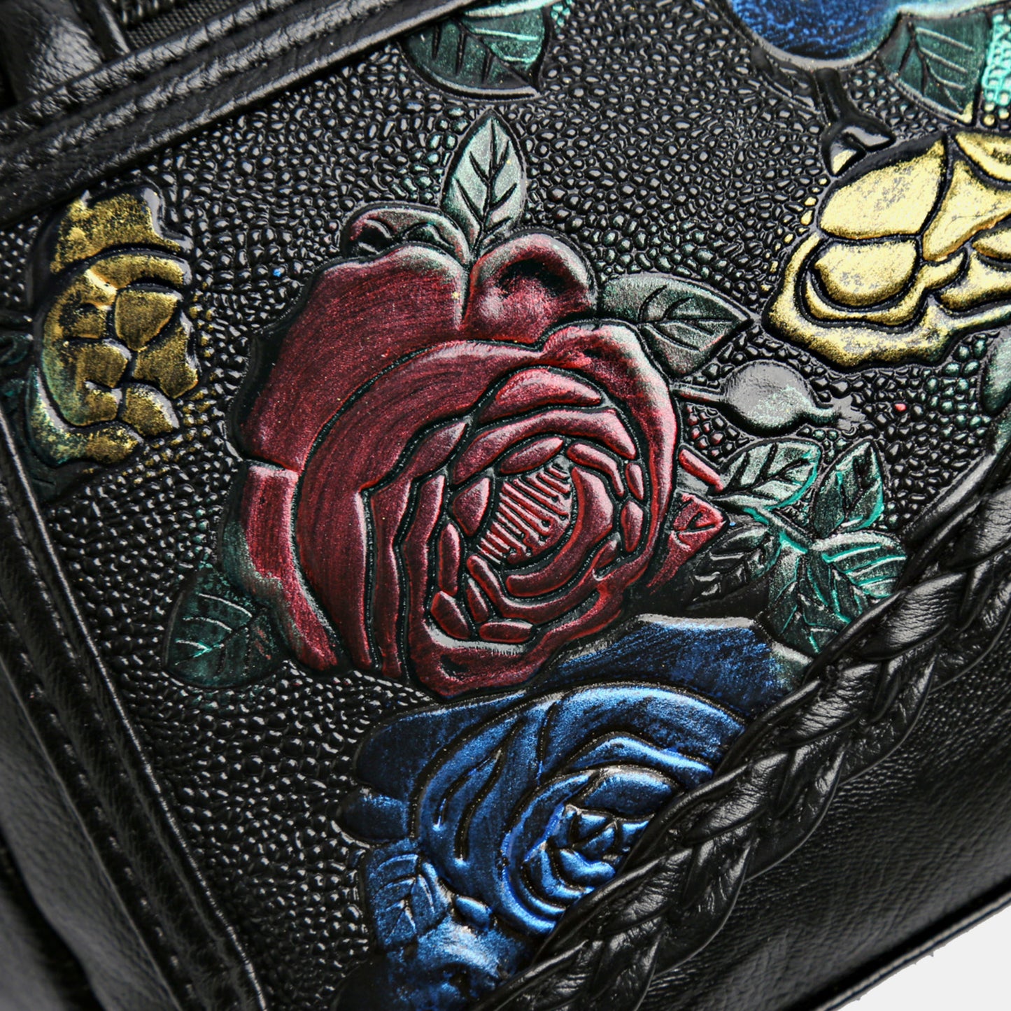 PU Leather Rose Pattern Shoulder Bag - Thandynie