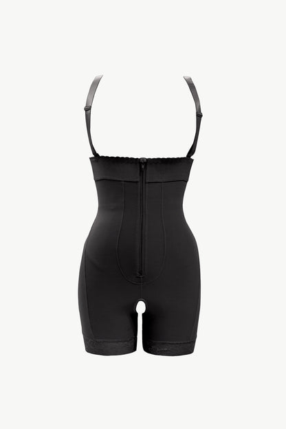 Full Size Zip Up Under-Bust Shaping Bodysuit Black