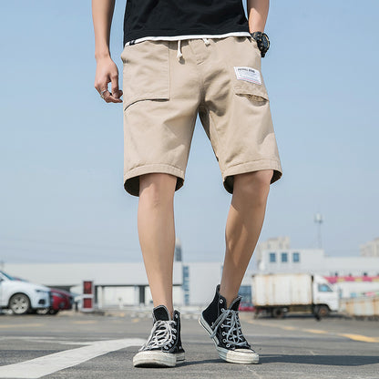 Washed Overalls Camouflage Shorts Men Khaki