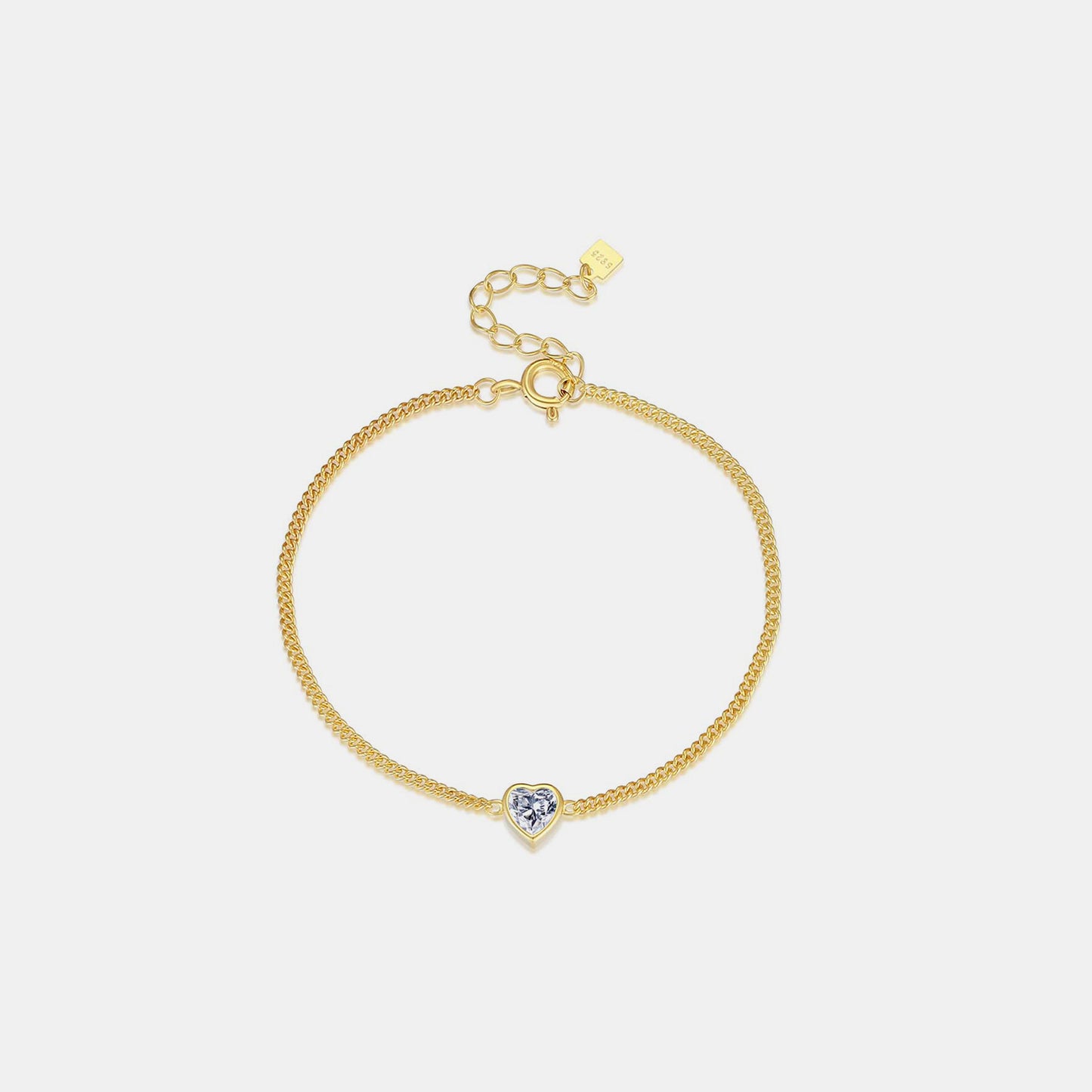 Heart Inlaid Zircon Spring Ring Closure Bracelet Gold One Size