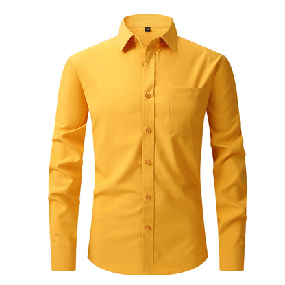 Men's Business Casual Long Sleeve Shirt W711 Ginger yellow