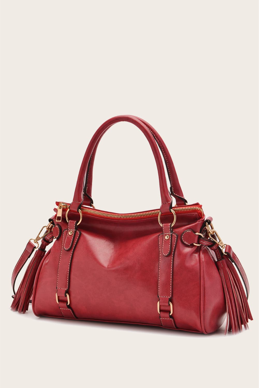 PU Leather Handbag Red One Size