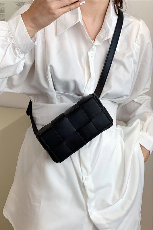 Zenana Vegan Leather Woven Crossbody Bag - Thandynie