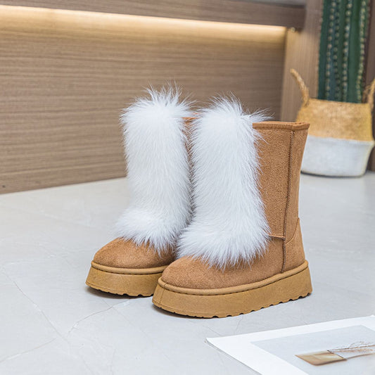 Thermal Suede Platform Boots White