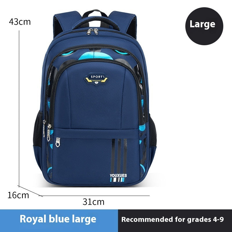 Simple Waterproof Multi-compartment Large Capacity Backpack Printed Sport Large Royal Blue